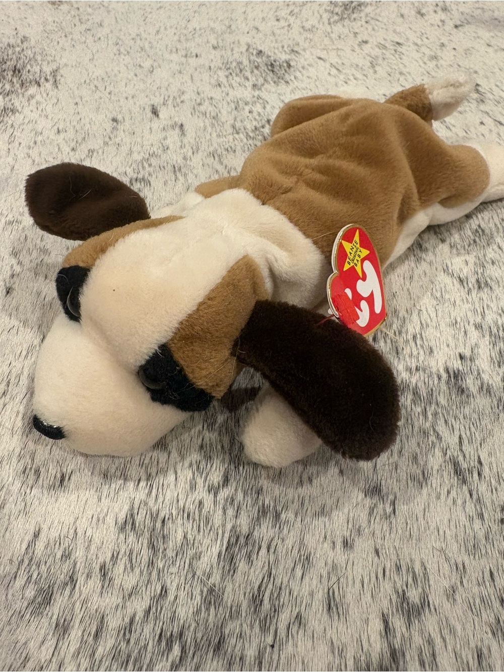 Ty Plush Dog Toy in Brown, Cream & Dark Brown